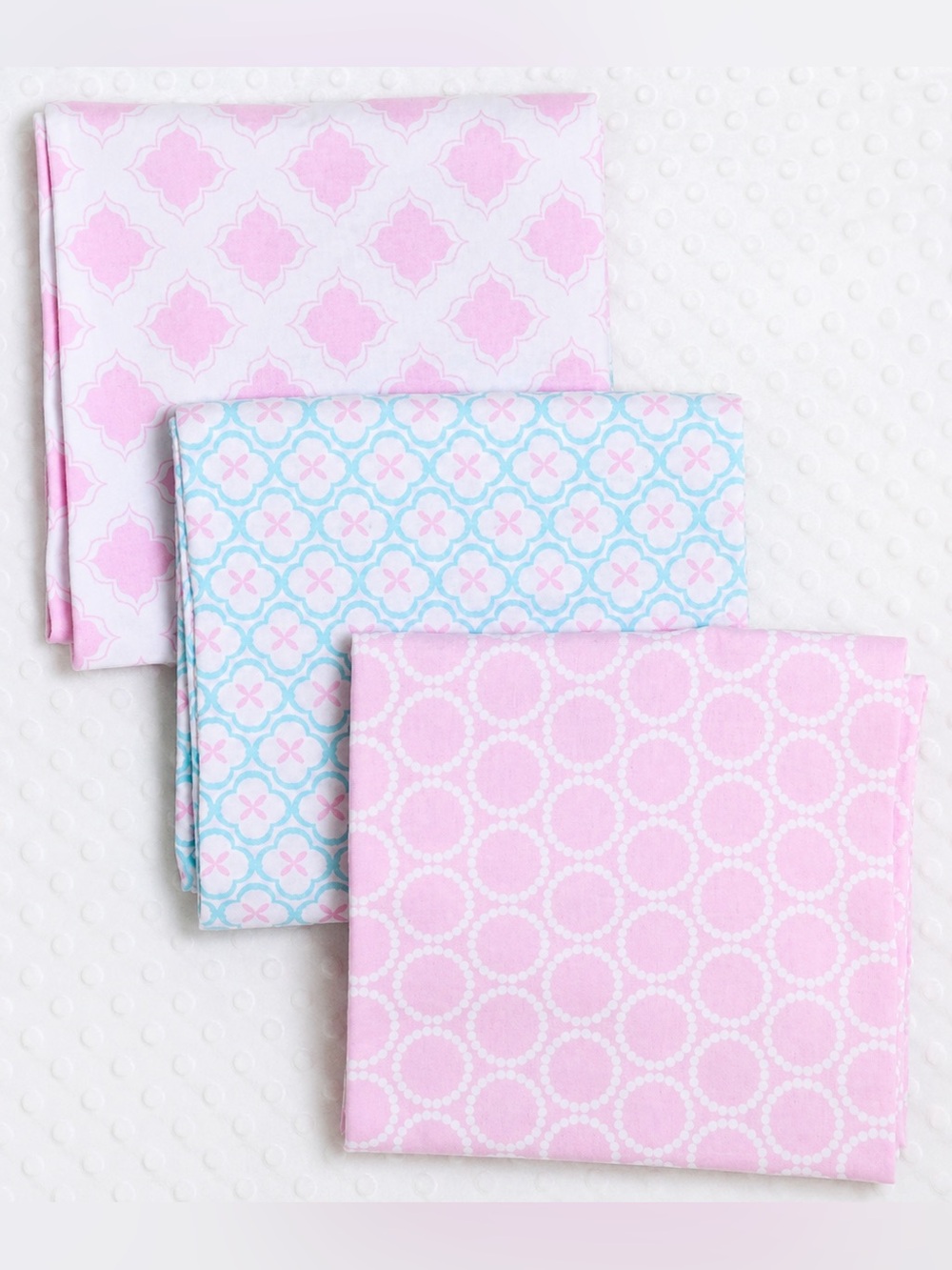 Luvable Friends 3 Pack Baby Girl Receiving Blankets Aqua Pink